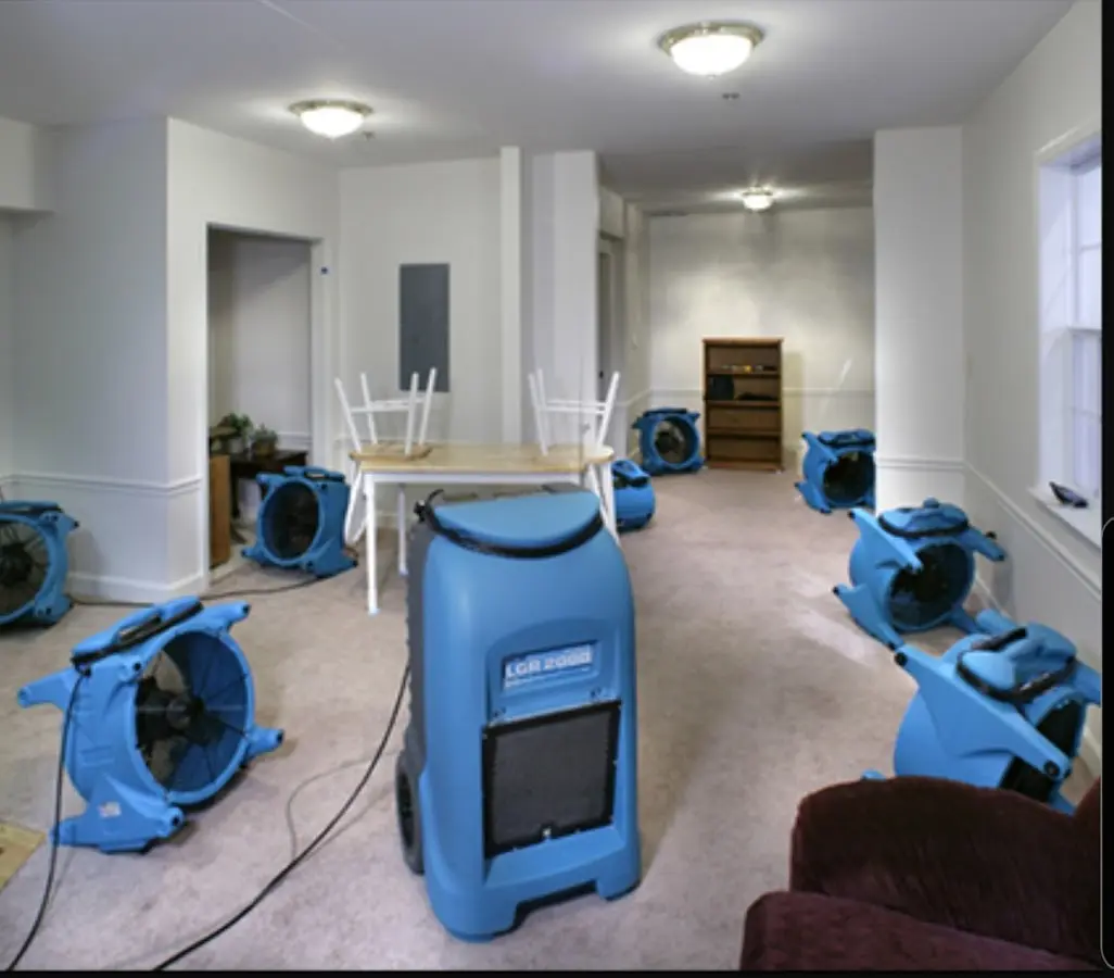 Air movers and dehumidifier setup for Water Extraction & Removal in Mansfield